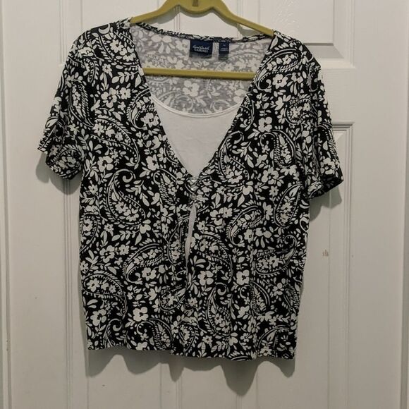 Gloria Vanderbilt black/white top  Sz PL - Picture 1 of 5